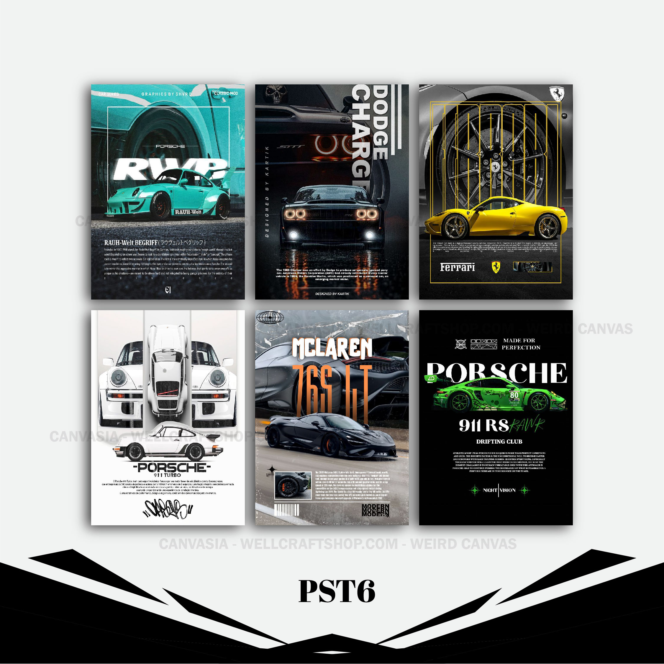 Car Poster 6 Pcs PST6