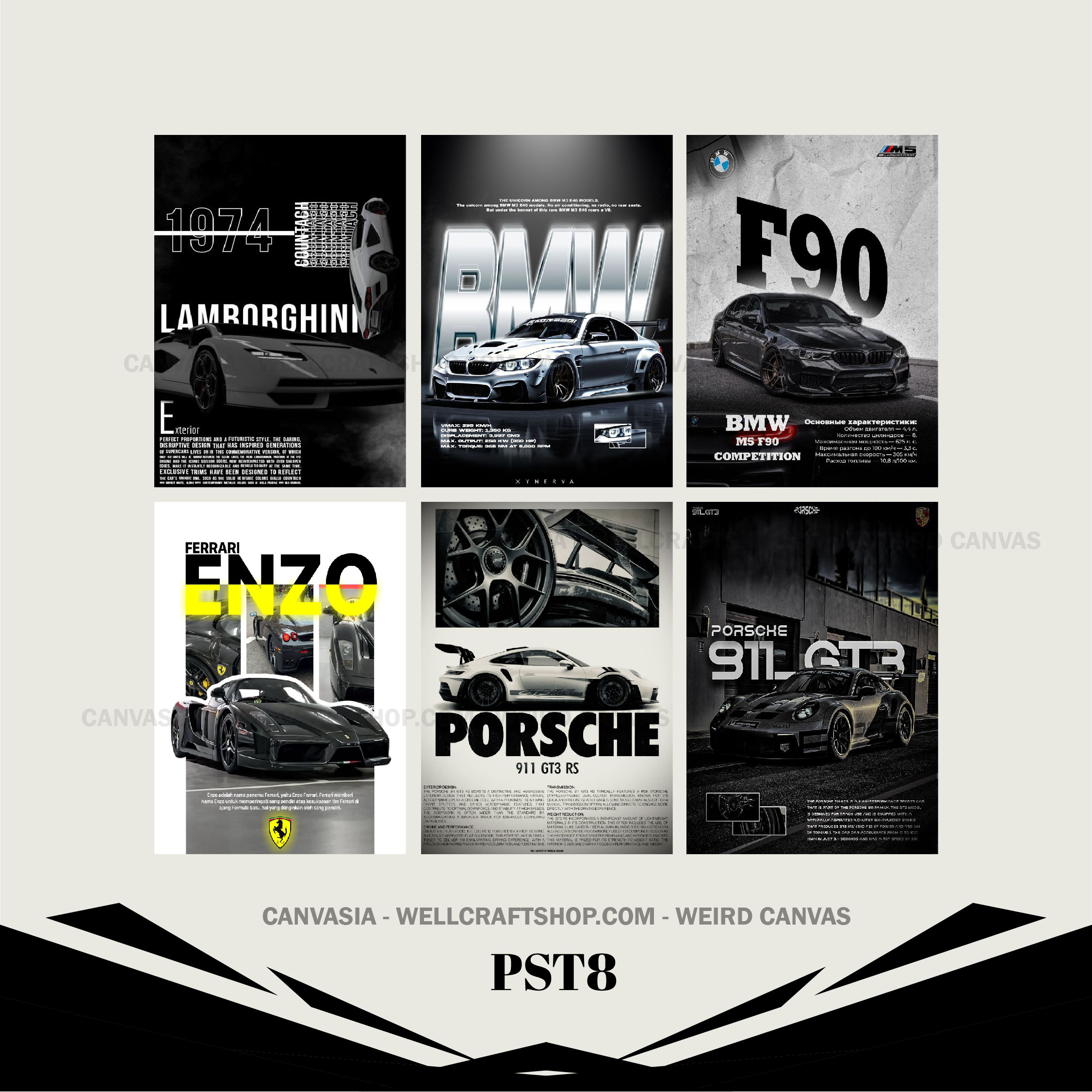 Car Poster 6 Pcs PST8