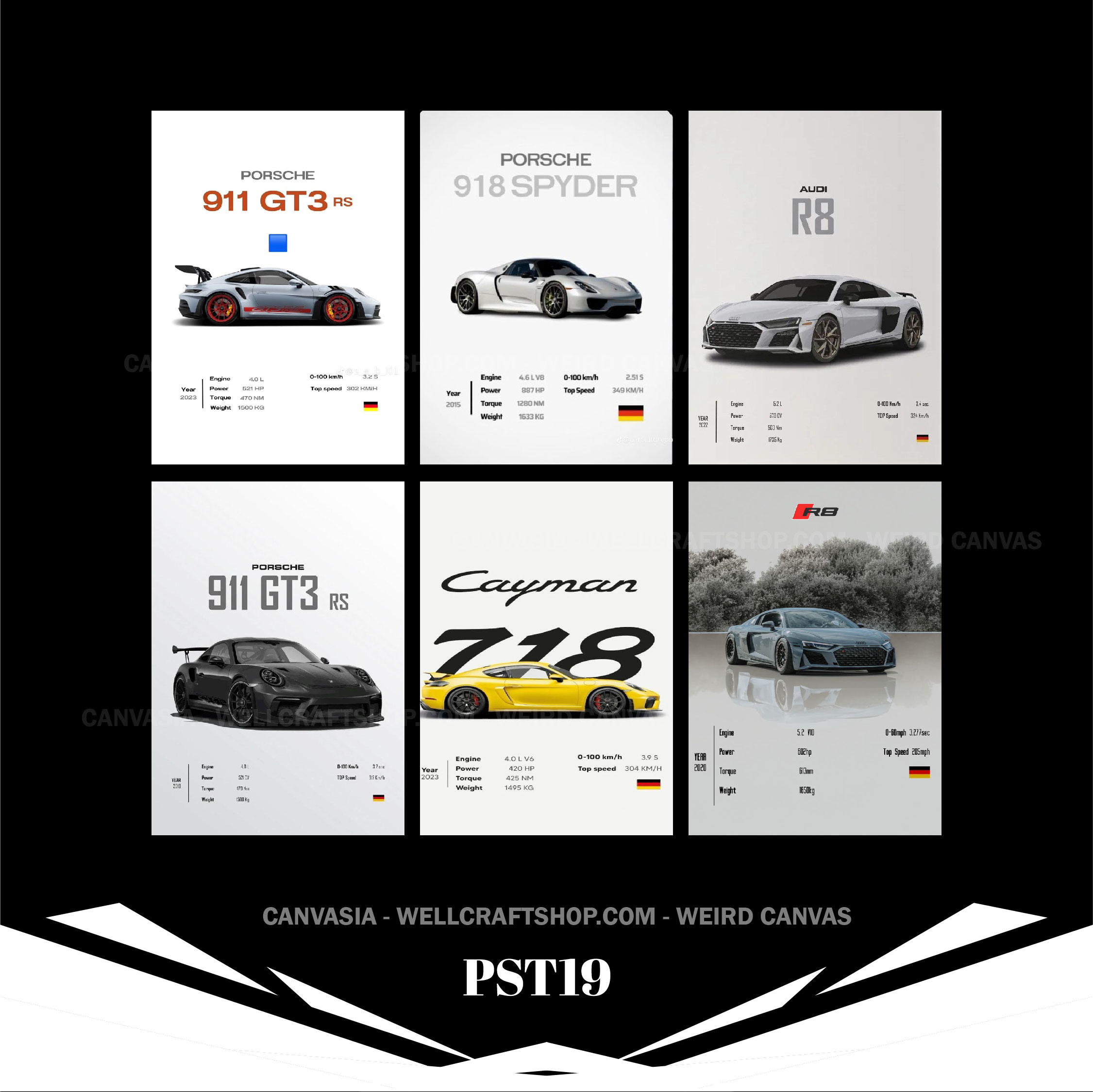 Car Poster 6 Pcs PST19