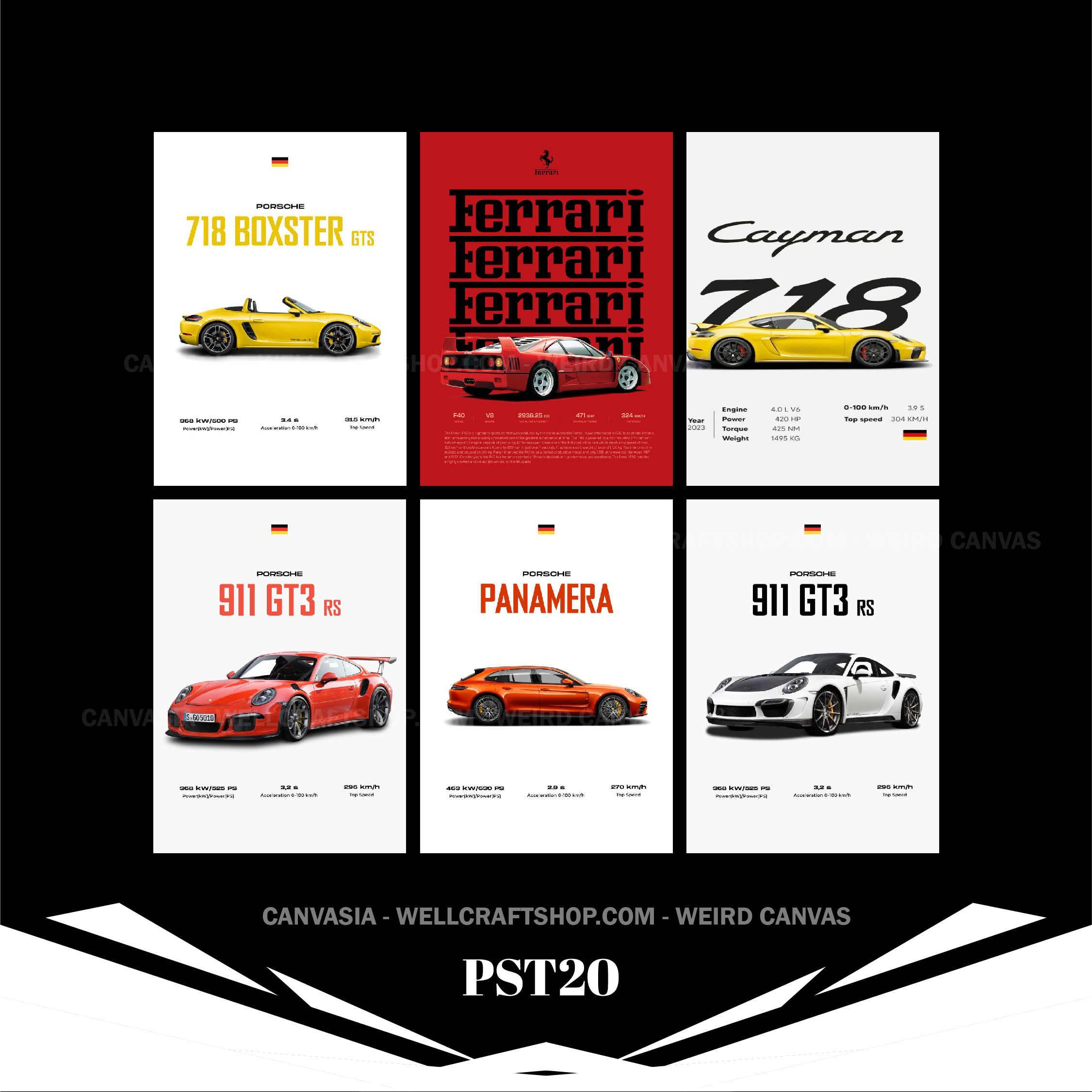 Car Poster 6 Pcs PST20