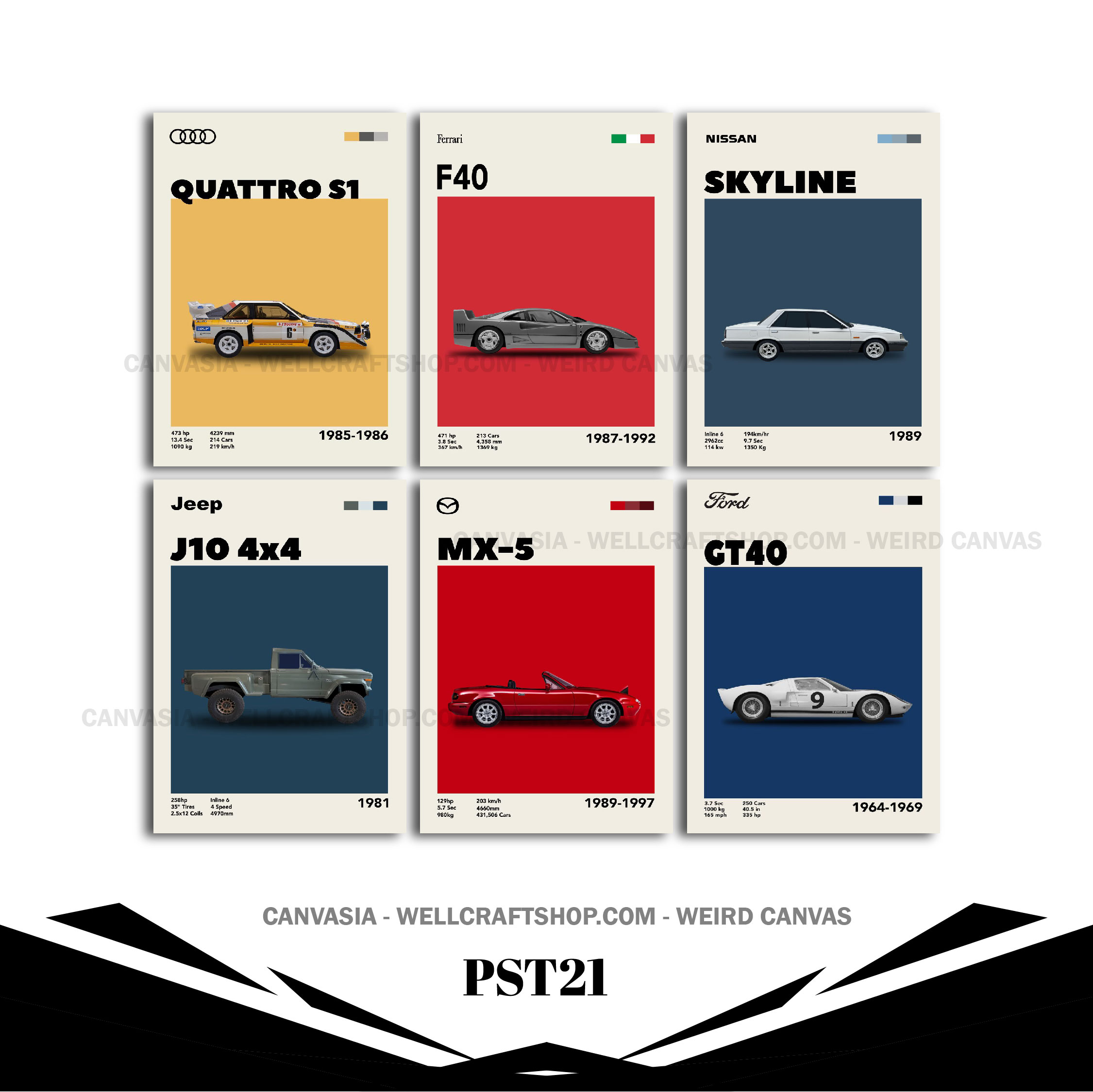 Car Poster 6 Pcs PST21