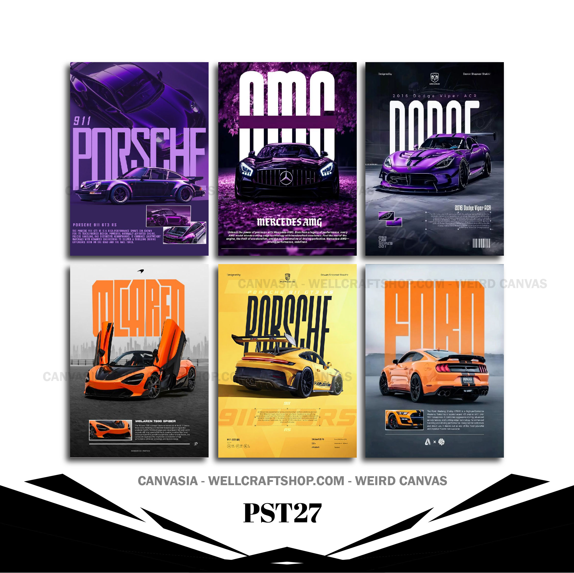 Car Poster 6 Pcs PST27