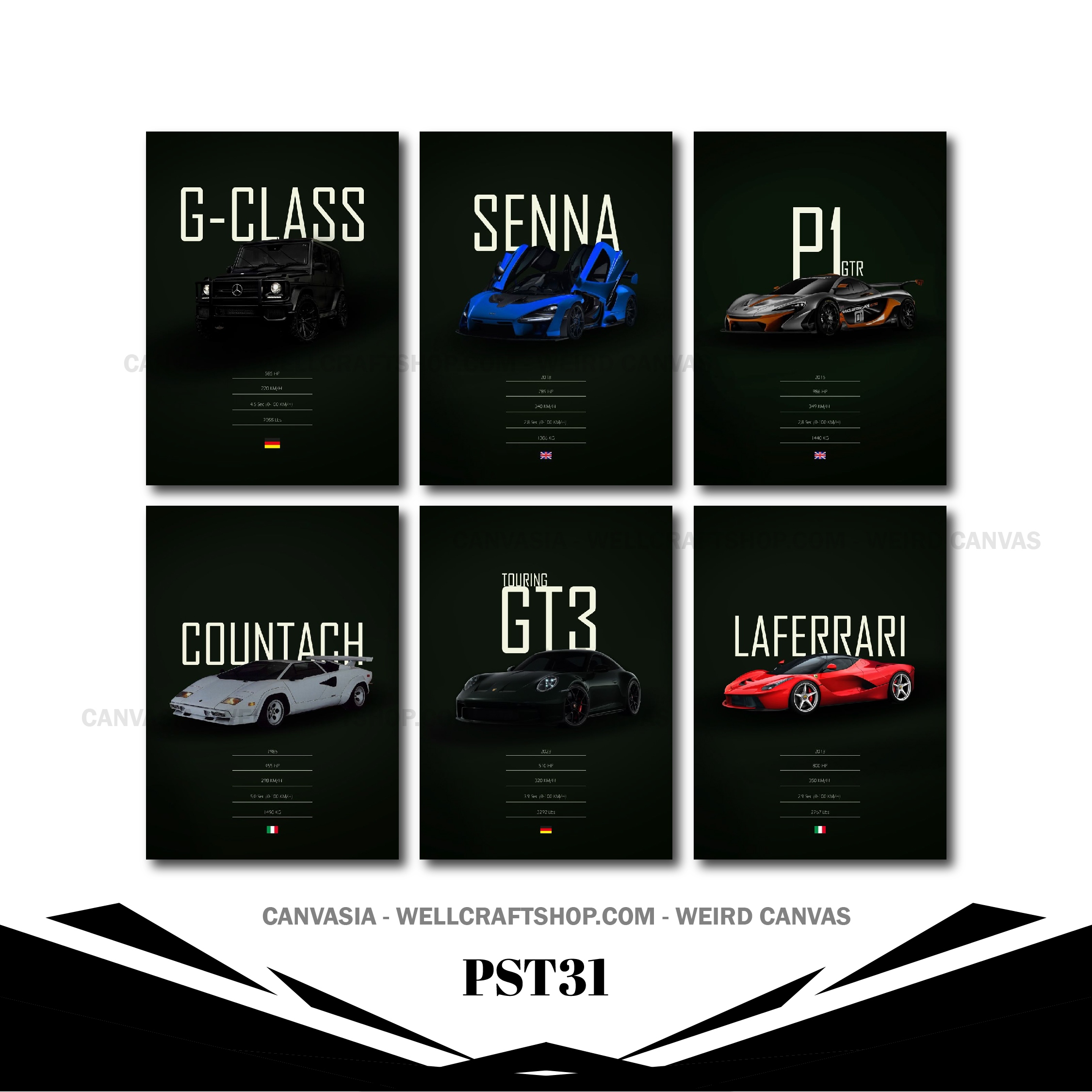 Car Poster 6 Pcs PST31