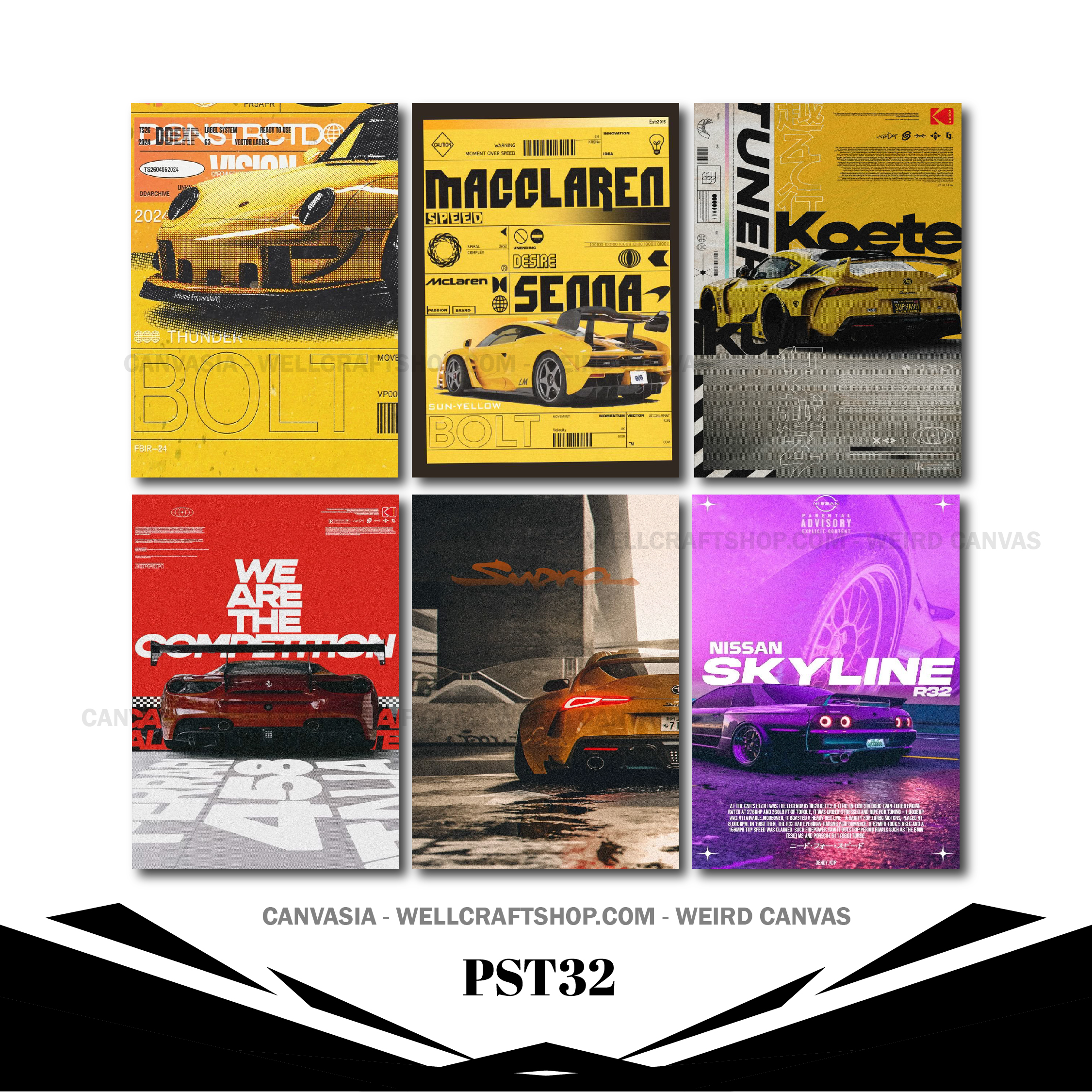 Car Poster 6 Pcs PST32