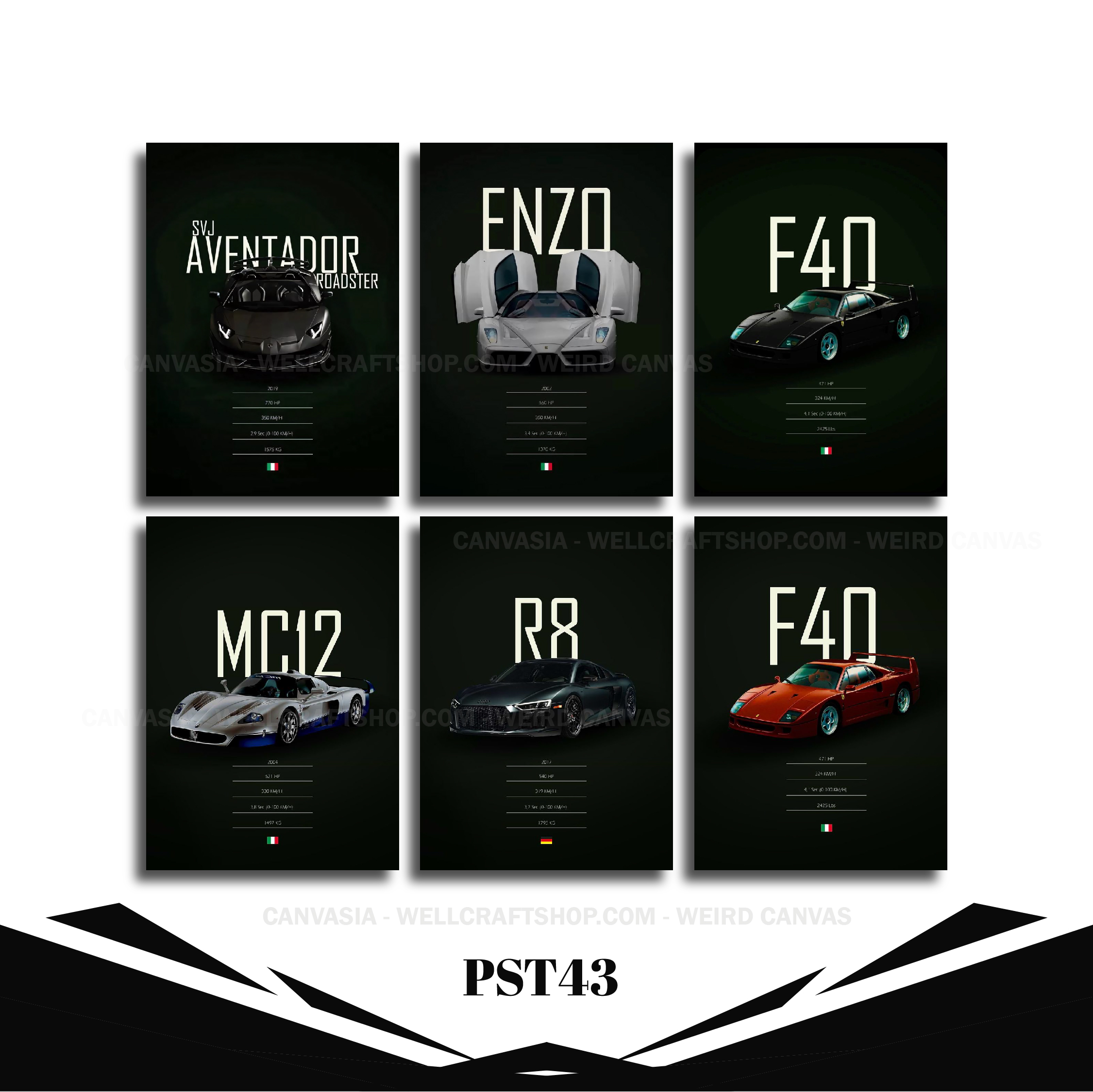 Car Poster 6 Pcs PST43